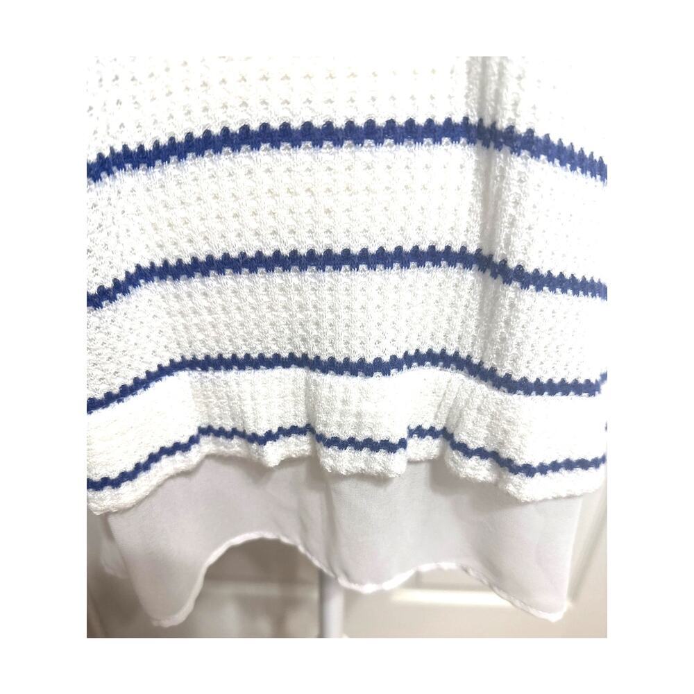 Anthropologie Stripped Women's Crewneck Sweater Whie/Blue Size Large - Picture 4 of 11